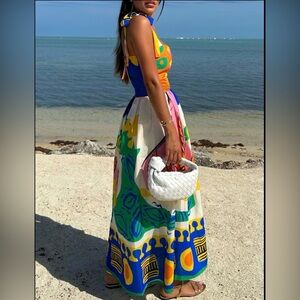 Colorful Maxi Dress with Abstract Print